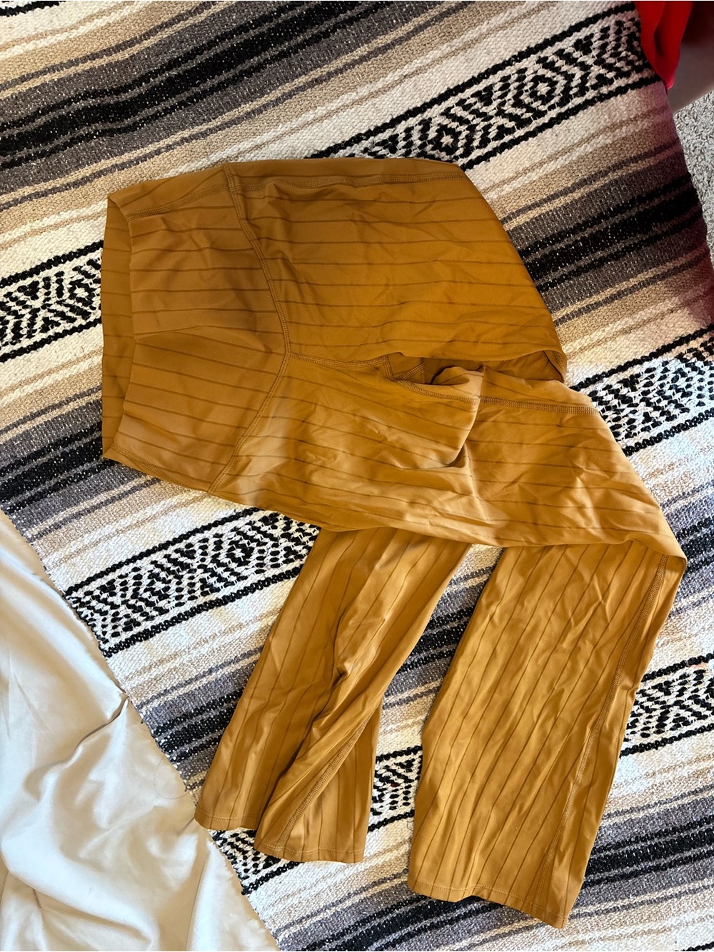 JoyLab Ribbed Wide-Leg Pants in Mustard